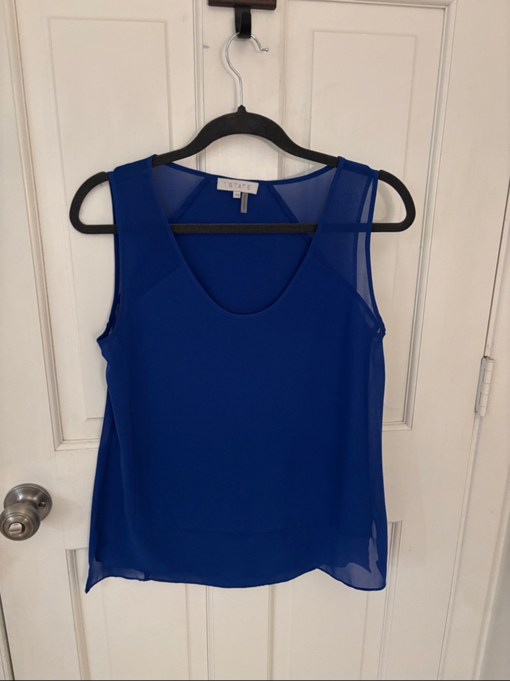 STATE Sheer Layered Scoop Neck Tank - Royal Blue